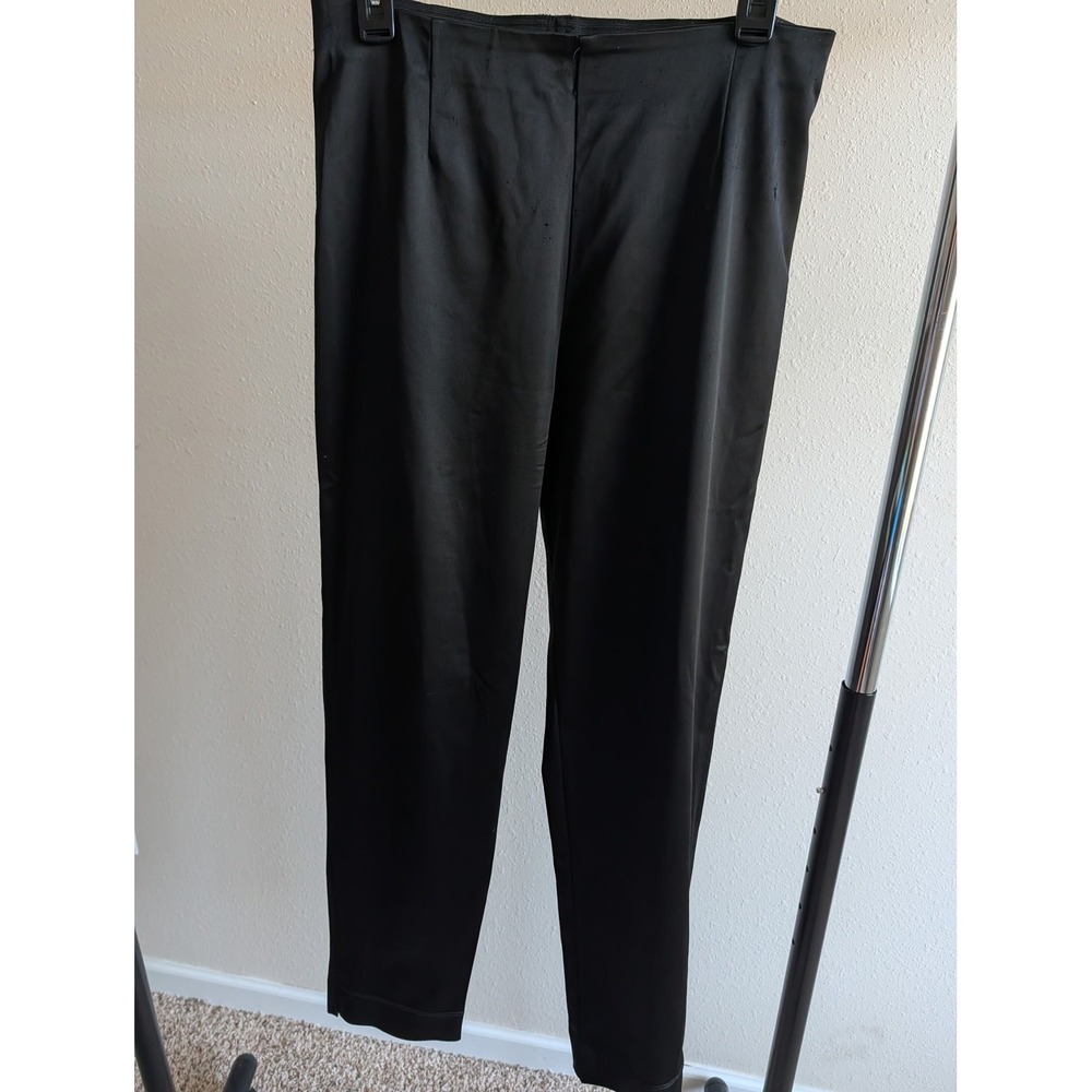 Equestrian Vintage Black High Waisted Cigarette Pants Satin Slim Trousers Size M